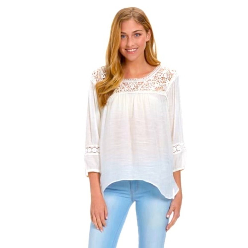 JOLT Crochet Lace Peasant Top